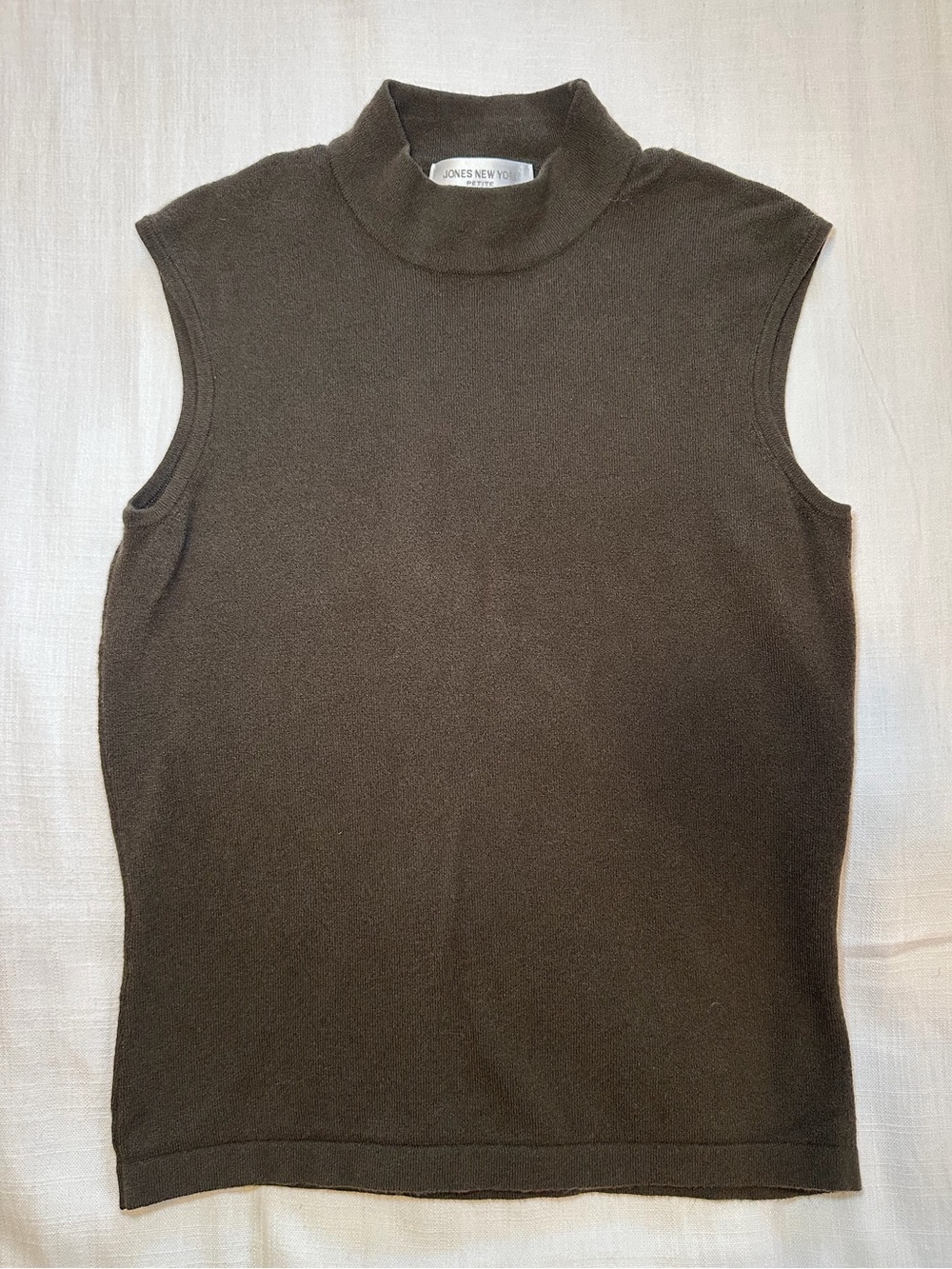 Jones New York Vintage Knit Sleeveless Mock Neck Top Size Small